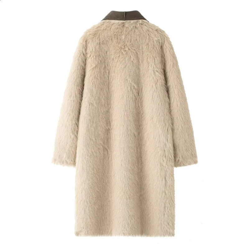 TRAF Women Double Sided Long Overcoat Fashion Autumn Sleeve Coat With Pocket Decoration Casual Female 250109Z