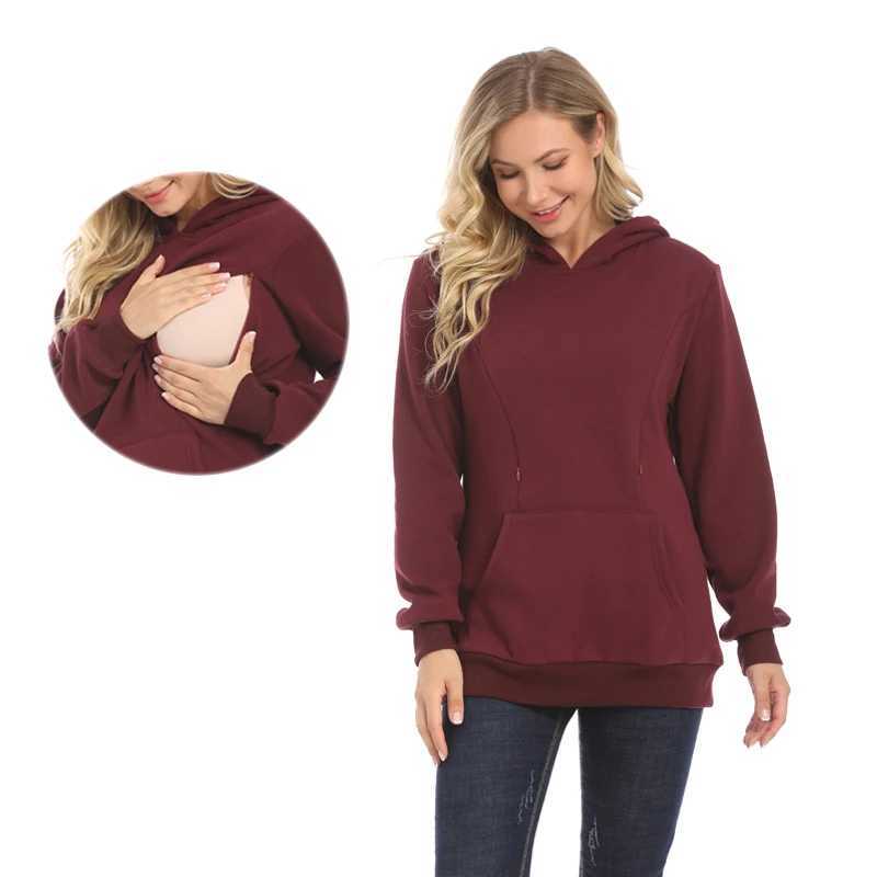 New Winter Maternity Hoodie Breastfeeding Clothes Warm Fleece Pregnant Sweater Zipper Feeding Opening Big Size S TO XXXL W250207