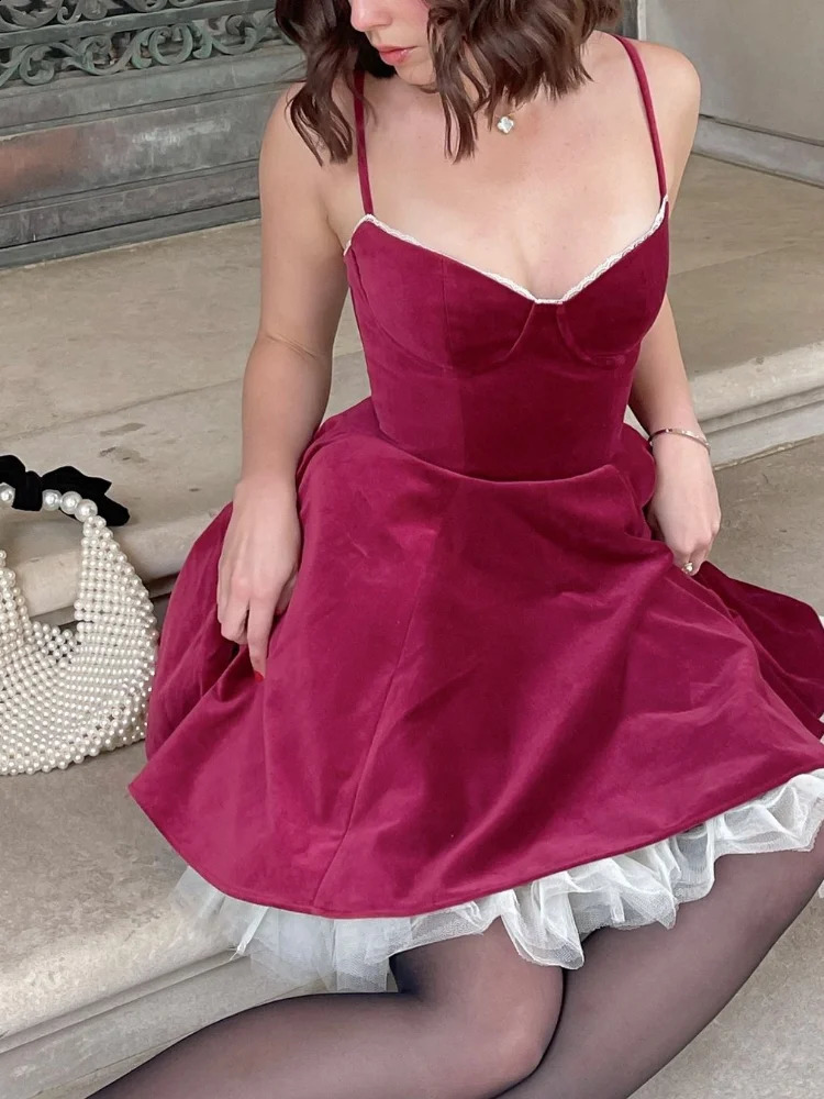 Sexy Tube Top Lace Dress Women Slim Sleeveless Pleated Mini A-line Party Dresses 2024 Fashion Solid Evening Strap Solid Robe 250207