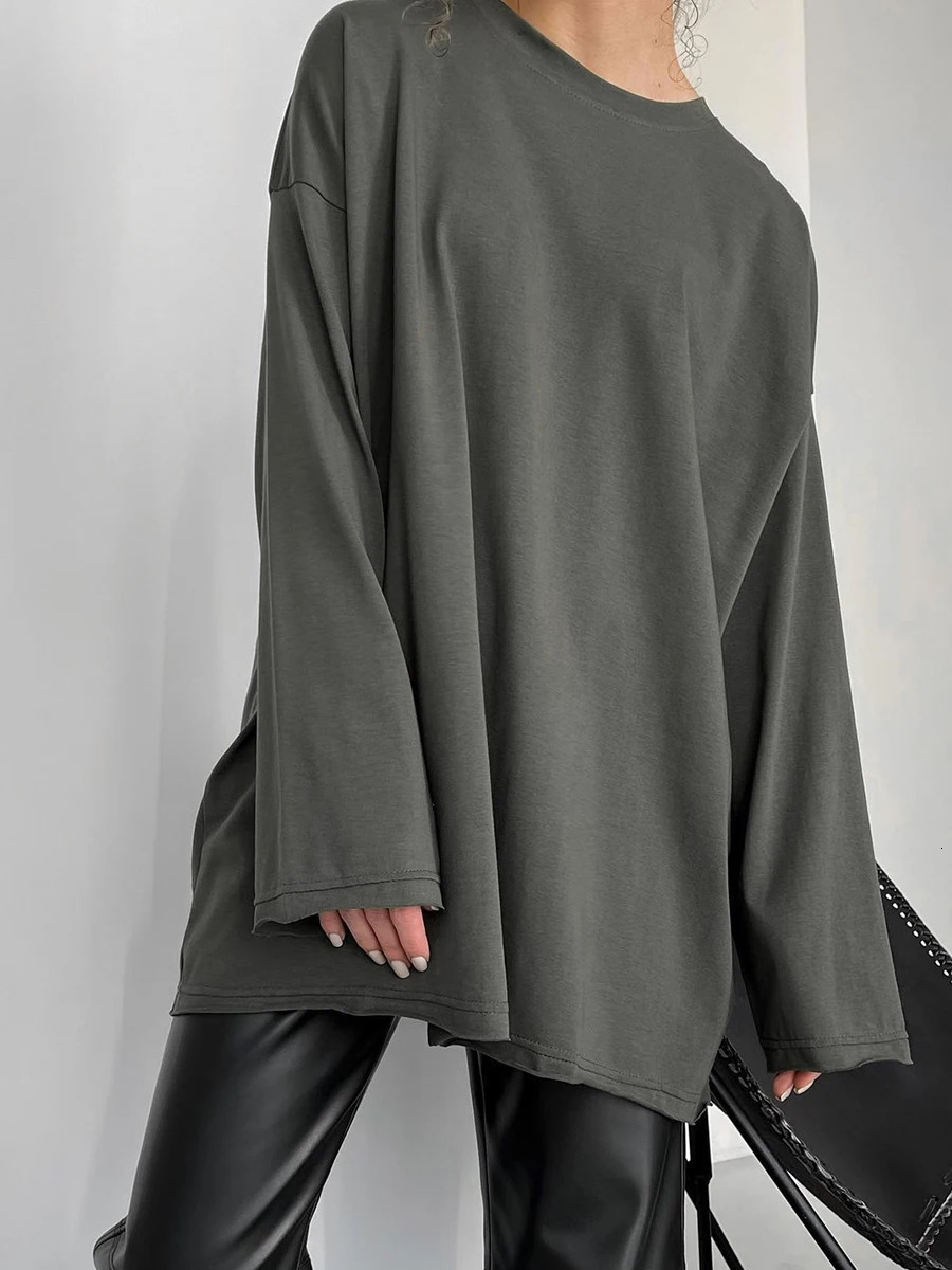 Hirsionsan Basic O-neck 100% Cotton T Shirt Women Loose Oversized Pullover Chic Cusual Tees Female Tops Clothing 11 Colors 250207