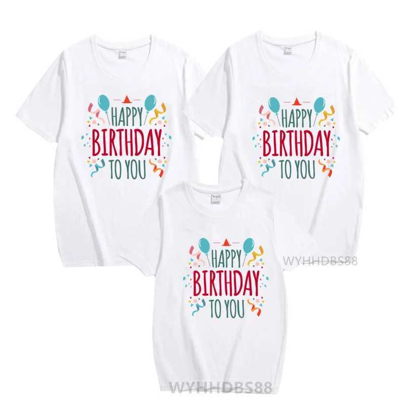 Family Matching Clothing Happy Birthday Party T-shirt Mom Dad Daughter Son T-shirt Family Dress Up T-shirt W250207