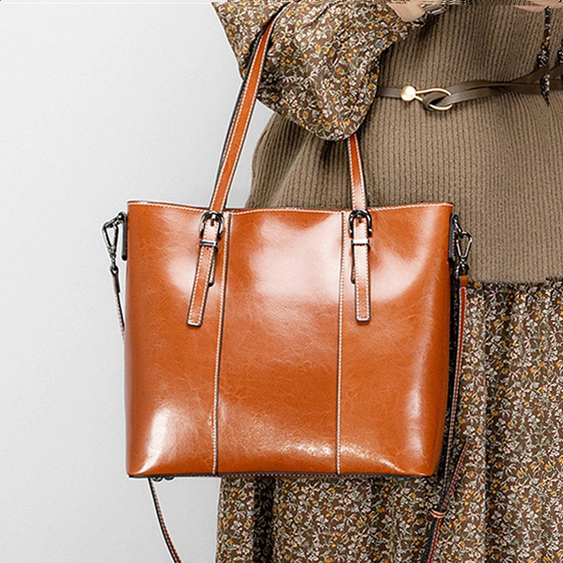 Toptrends Retro Genuine Leather Large Tote Handbags For Women Winter ner Travel Shopper Ladies Shoulder Crossbody Bags 250206