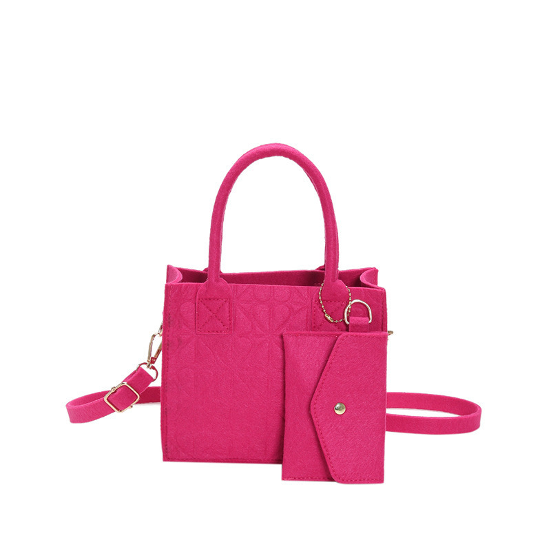 Elegant Felt Material Shoulder Handbag for Ladies Versatile Designer Crossbody Messenger Bag with Zipper Detail