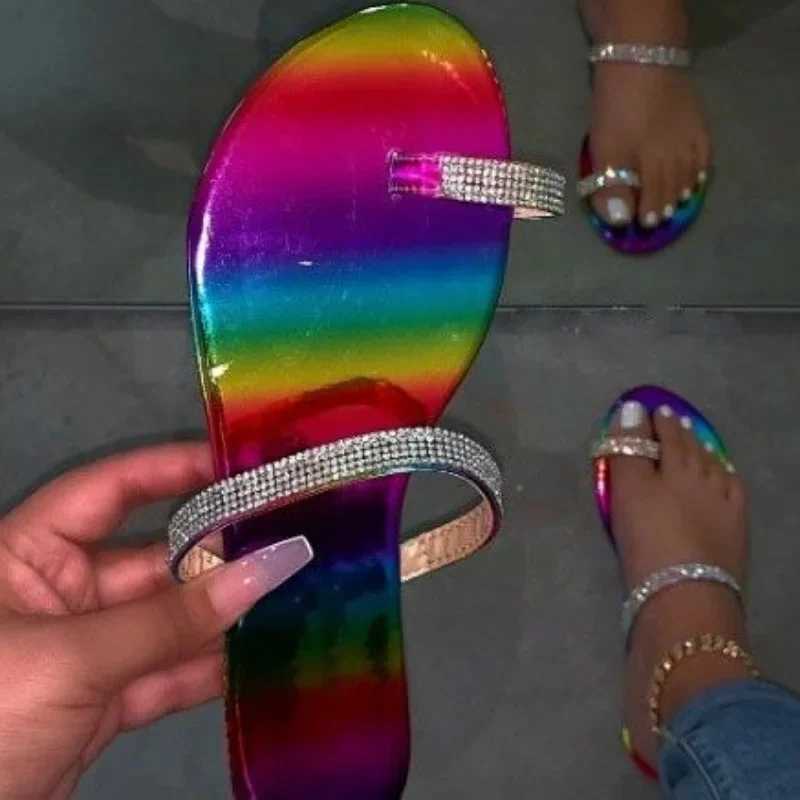 Sexy Women Summer Flat Slippers Rhine Shoe Open Toe Roman Beach Sandal ladies Flip Flops Black N-slip Slides size 35-43XJ250207