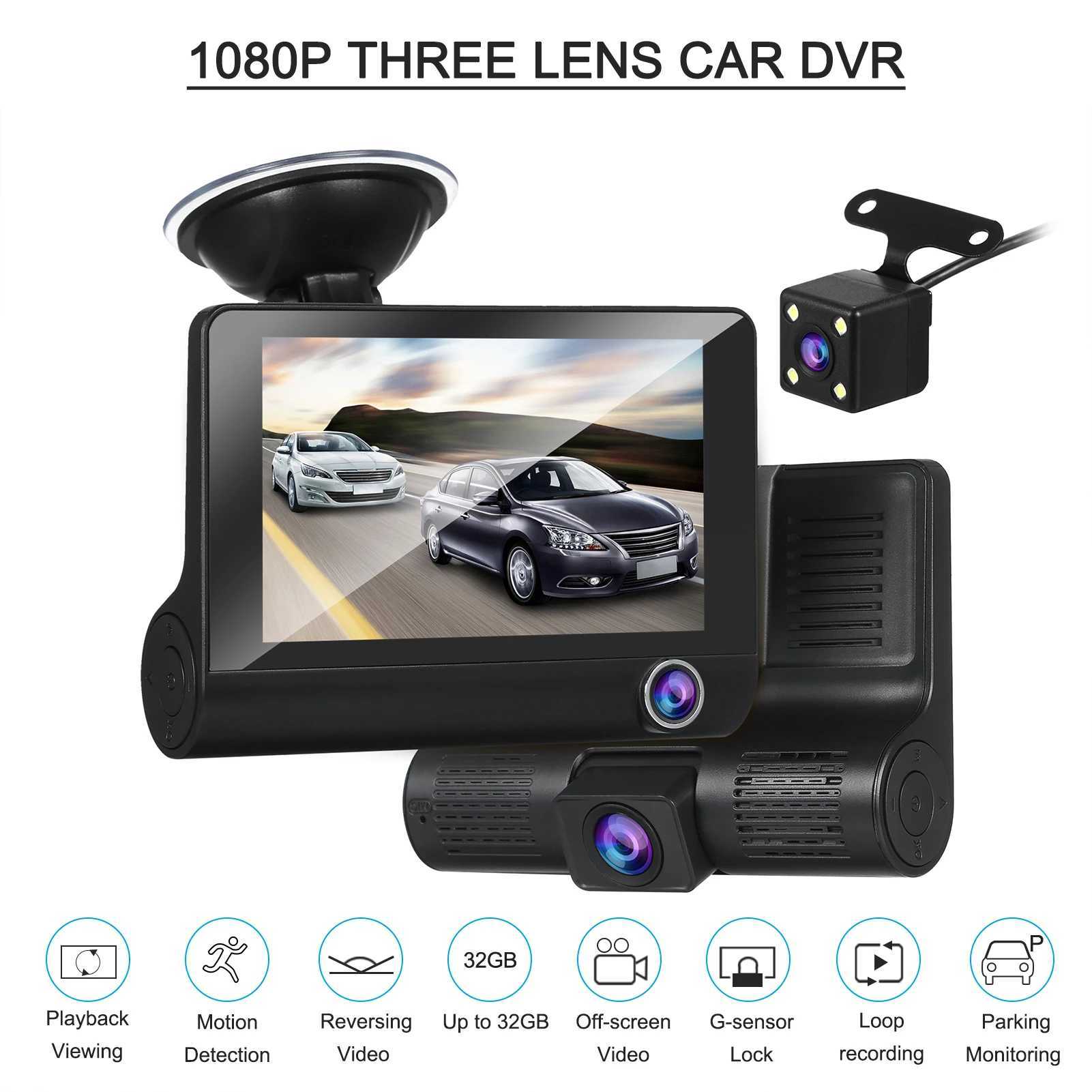 Car DVRs 1080P Full HD Dash Cam with 4 Inch IPS Screen Front and Rear Dual Dash Camera Driving Recorder Wide Angle Vision G-sensor car dvr H250206