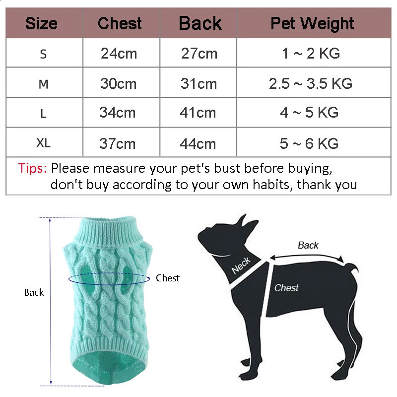 Dog Sweaters for Small Dogs Winter Warm Dog Clothes Turtleneck Knitted Pet Clothing Puppy Cat Sweater Vest Yorkie Coat 250206