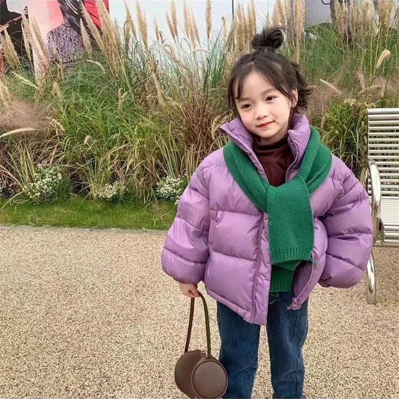 Boys Girls Casual Down Coats Children Winter Warm Jackets Kids Fashion Stand Collar Outerwear Baby Thicken Solid Color Clothes 250206