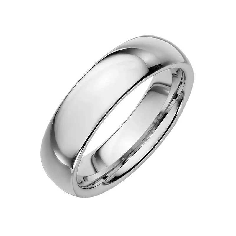 StainlESS Steel Smooth Cambered Ring Steel Color 6mm Wide Simple Geometric Type Mens Ring Gold Rings for Women W250207