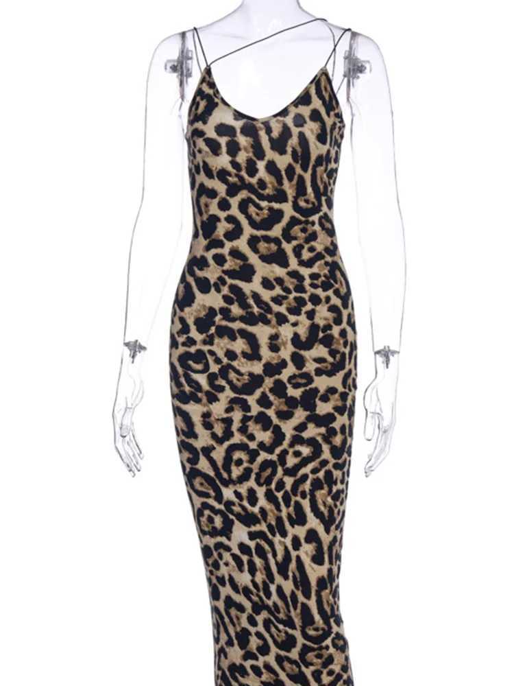 2024 leopard print sveless V-neck sexy midi dress spring women fashion streetwear Christmas party outfitsXJ2500207