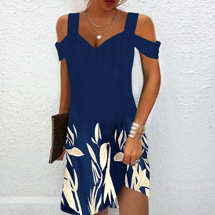 summer hot selg V-neck sexy off shoulder sleeves women's printed slim fit jumpsuit 2024 new casual fashion trend clothing