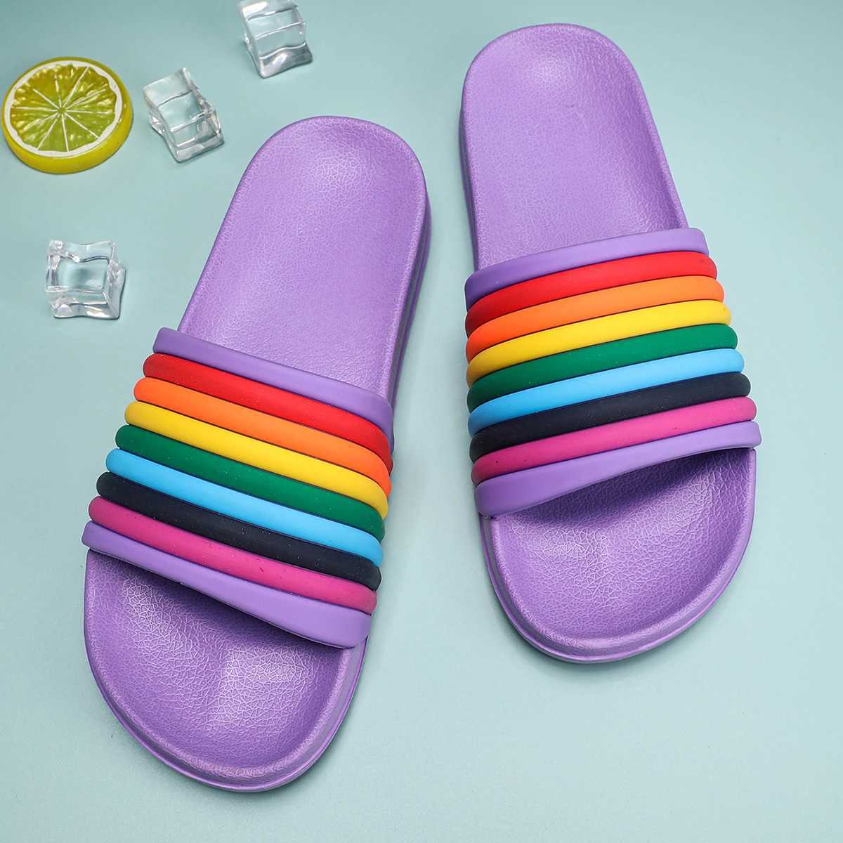 Rainbow Slippers for Women and Men House Slides Shower Sandals Cushied Soft SoleXJ250207