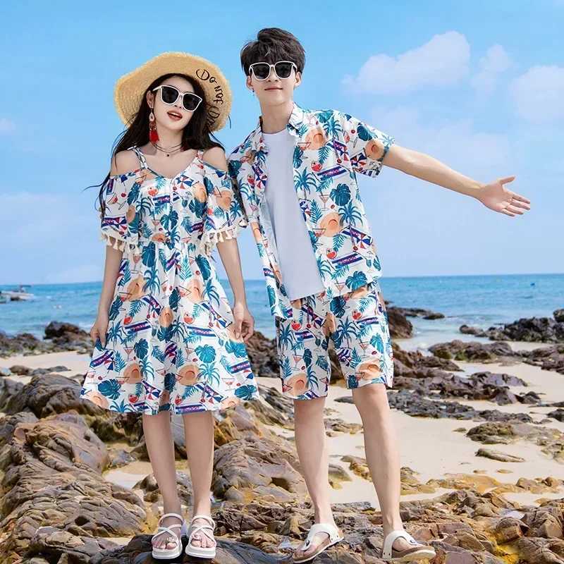 Vacation Look FamilyPiece Sets Korean Parent-child Matching Beach Couple Clothing Clothes Mom Daughter Resort Dress Dad Son Two W250207