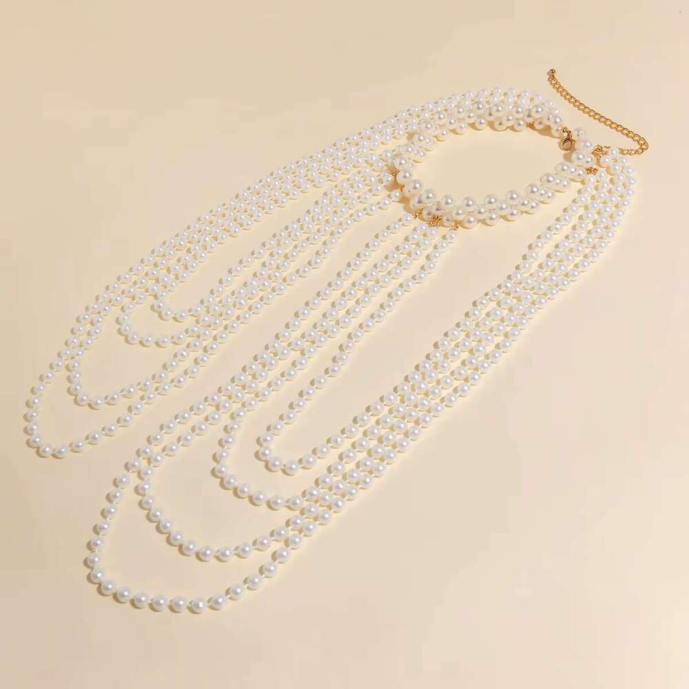 Ingemark New in 2024 Bridal Tassel Imitation Pearl Shoulder Chain Necklace for Women Elegant Shawl Wedding Jewelry Accessories