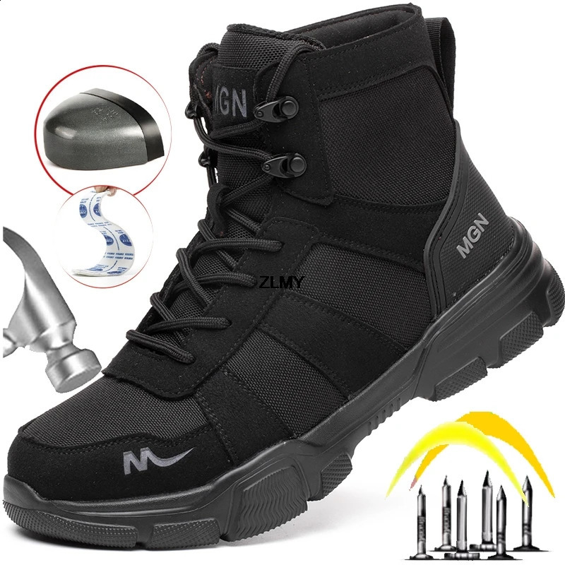High Top Men Steel Toe Shoes Puncture Proof Protective Work Safety Boots Man Women Lightweight Industrial Work Shoes Plus Size 250120