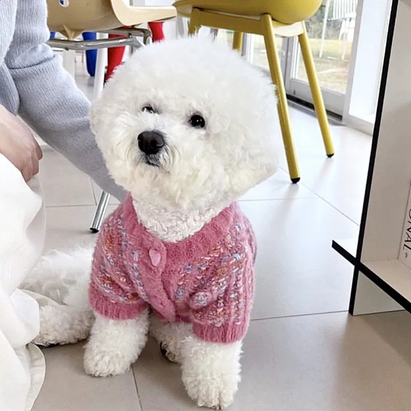 Dog Clothes Winter Warm Pet Cardigan Sweater Warm Knitted Puppy Coat Cute Solid Cat Sweater Pet Costumes Chihuahua Outfit 250206