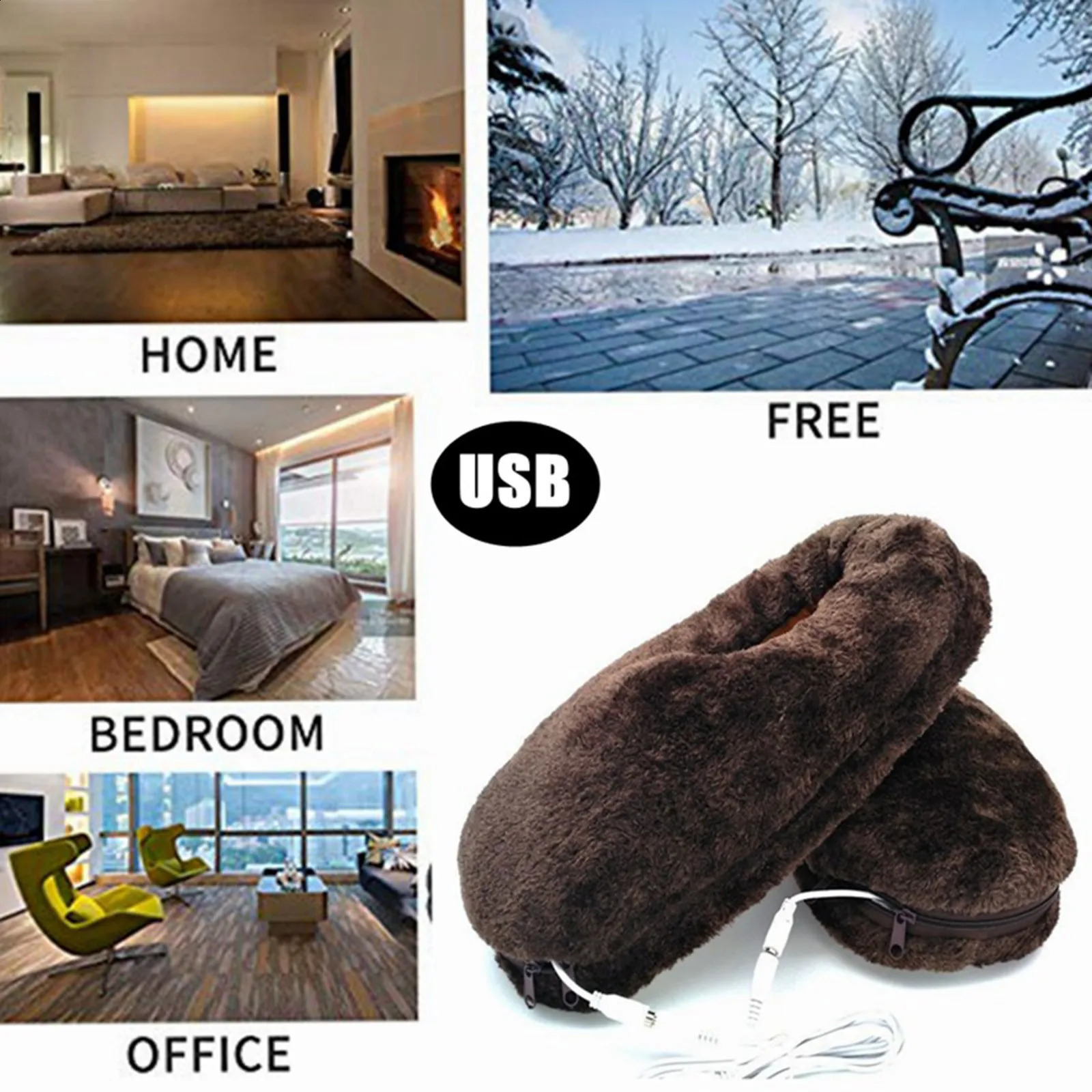 Fast Heating Slippers Winter Usb Electric Heated Foot Warmer Shoes Unisex House Indoor Thermal Plush Babouche Christmas Gift 250120