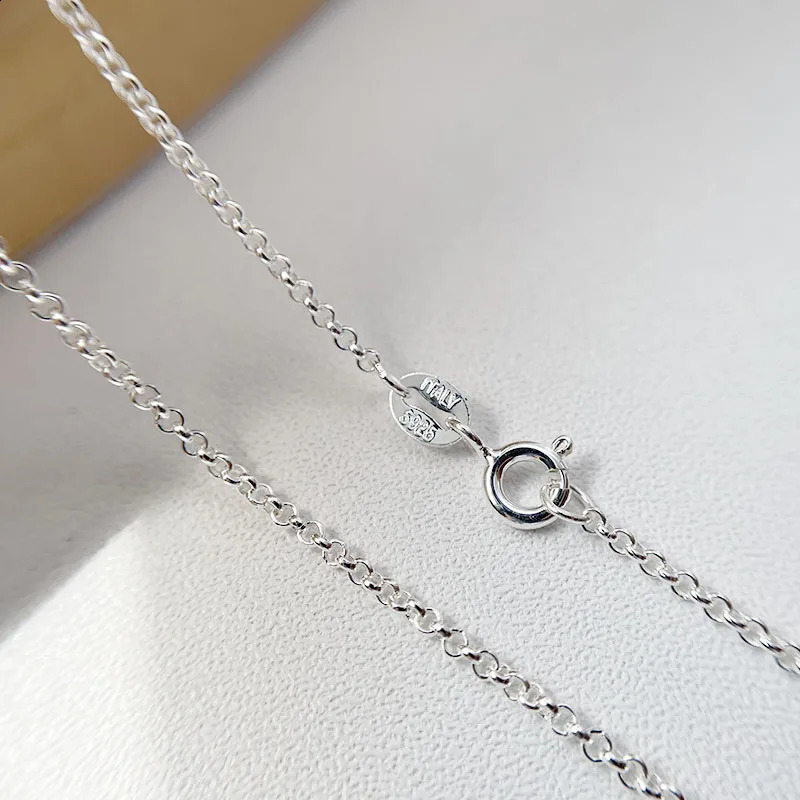 35cm-45cm 1.m Pure Real 925 Sterling Silver Circles Rolo Chain Necklace Women Girl Italy Jewelry Kolye Collare Collier 250120