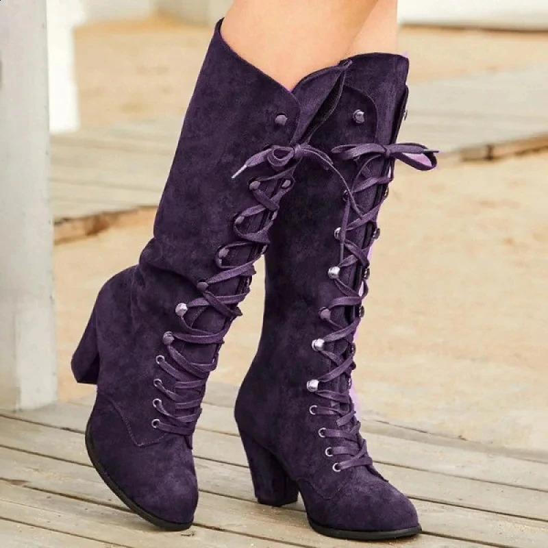 Trendy Womens Boots Autumn Winter Roman Knight High Round Toe Thick Sole Height Increasing Anti Slip Shoes 250117