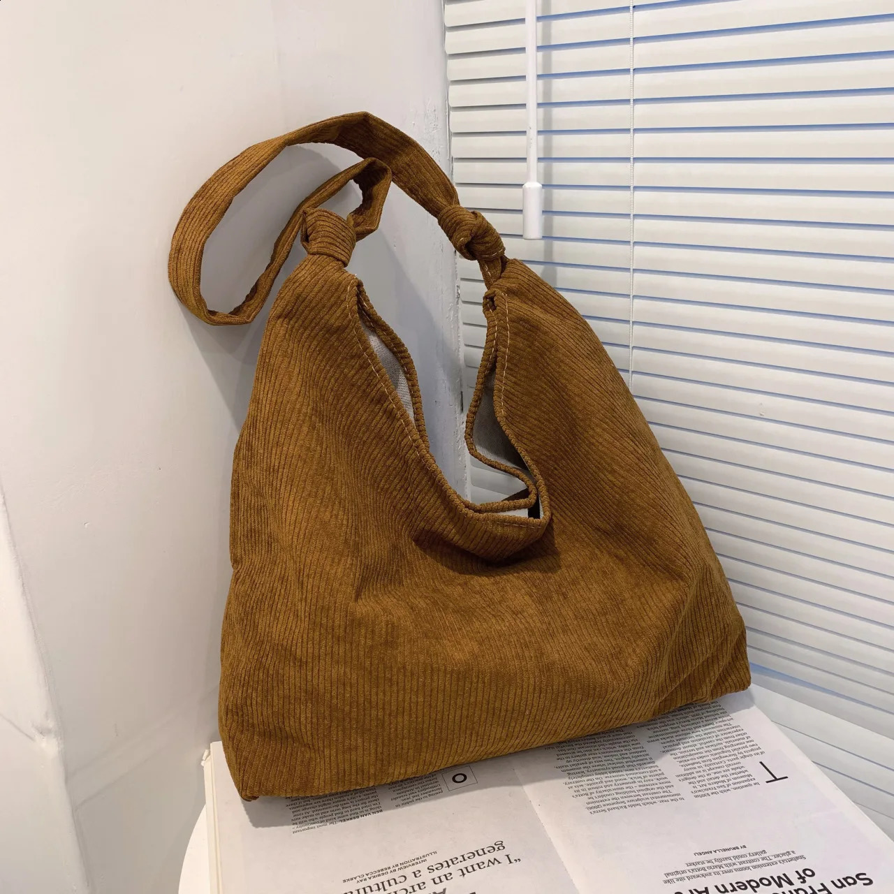 Corduroy Canvas Bag Student Shoulder Tote Cloth Bag Large Capacity Tote Class Bag 250122