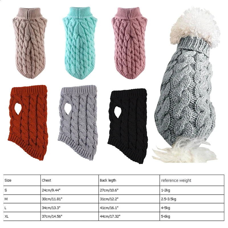 Dog Sweater Coat Pet Winter Jumper Cat Vest Warm Soft Knitting Wool Turtleneck Crochet Clothes for Small Medium Chihuahua Outfit 250206