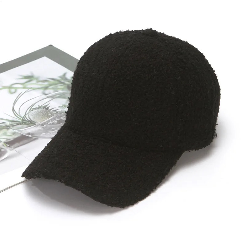 COKK Winter Cap Women Plush Baseball Cap Solid Color Korean Women Hat Warm Casual Outdoor caps Casquette Bone Male 250206