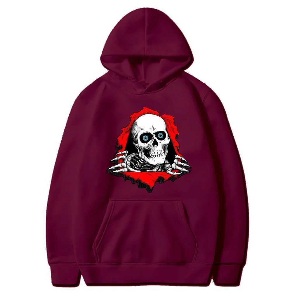 2024 Autumn and Winter Fashion Skull Print Couple Men is Hoodie Pullover Casual Sports Shirt Hip Hop Street Wear Sweater W250207