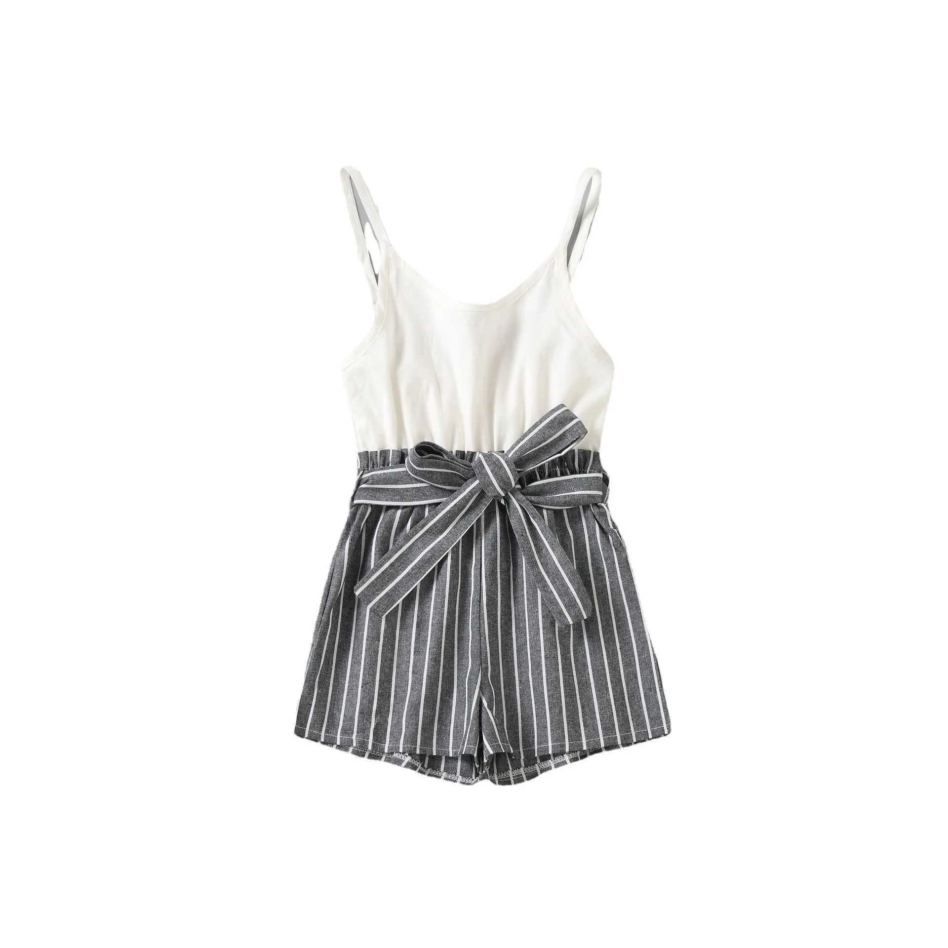 Mommy and Me Summer Clothes Polyester Striped Suspender Jumpsuits for Mother and Daughter Family Outfit Matching Family Look W250207
