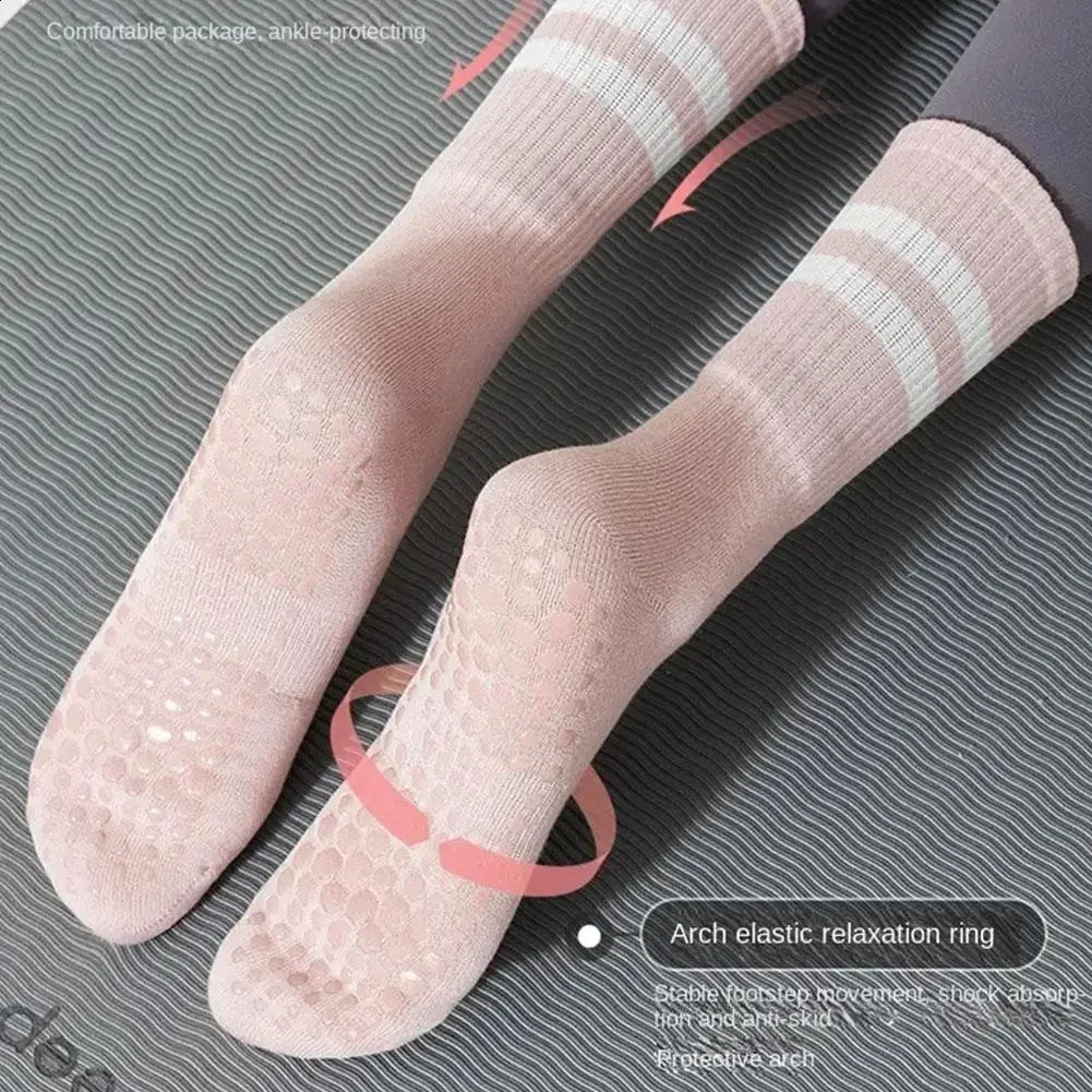8 Colors Sports Socks Cotton Mid-tube Bottom Professional Non-slip Silicone Indoor Fitness Socks Gym Dance Pilates Yoga Socks 250118
