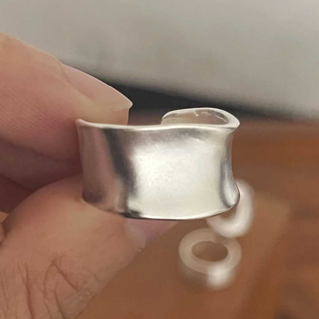 925 Sterling Silver Rings for Women Couple Minimalist Handmade Simple Wide Moon Ring Set Party Jewelry Gift Prevent Allergy W250207