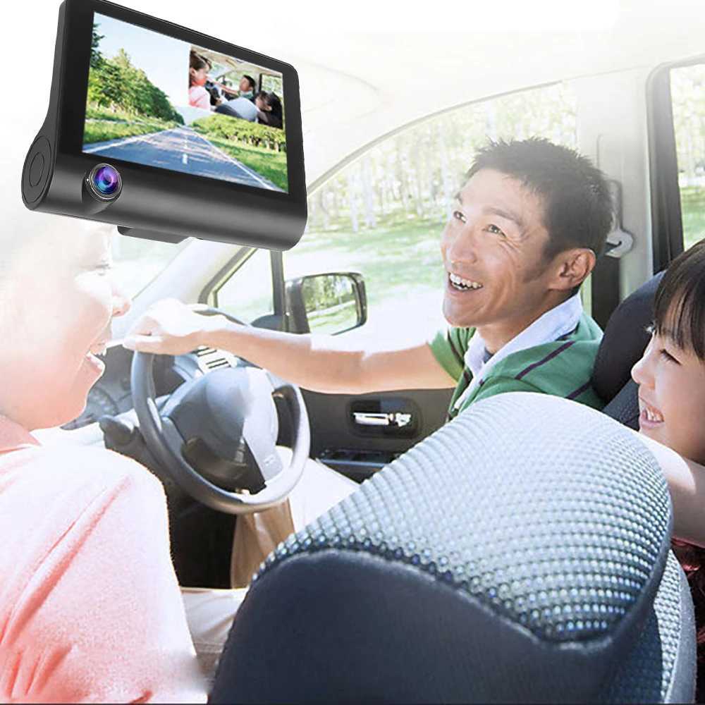 Car DVRs Car DVR Video-Recorder 3 Lens Video Recorder Dash Cam Night Vision Camcorder with back up Camera Auto Registrator G sensors car dvr H250206