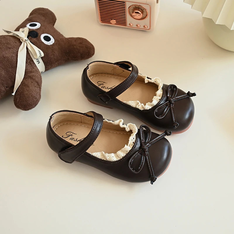 Mary Shoes Kid Leather Shoes Spring Cute Princess Shoes Soft Sole Baby Single Sweet Girl Kids 250206