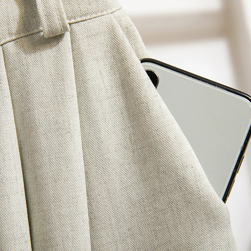 Plus Size Pant 2024 Autumn Arrival High Elastic Waist Beige Or Black Color Loose Trouser Large Pants 250109Z