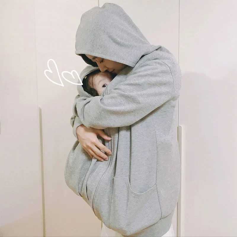 Winter Pregnancy Clothes Maternity Jackets Kangaroo Coat Baby Carrier Clothing Casual Hooded Mommy Outerwear Maternity Wear W250207