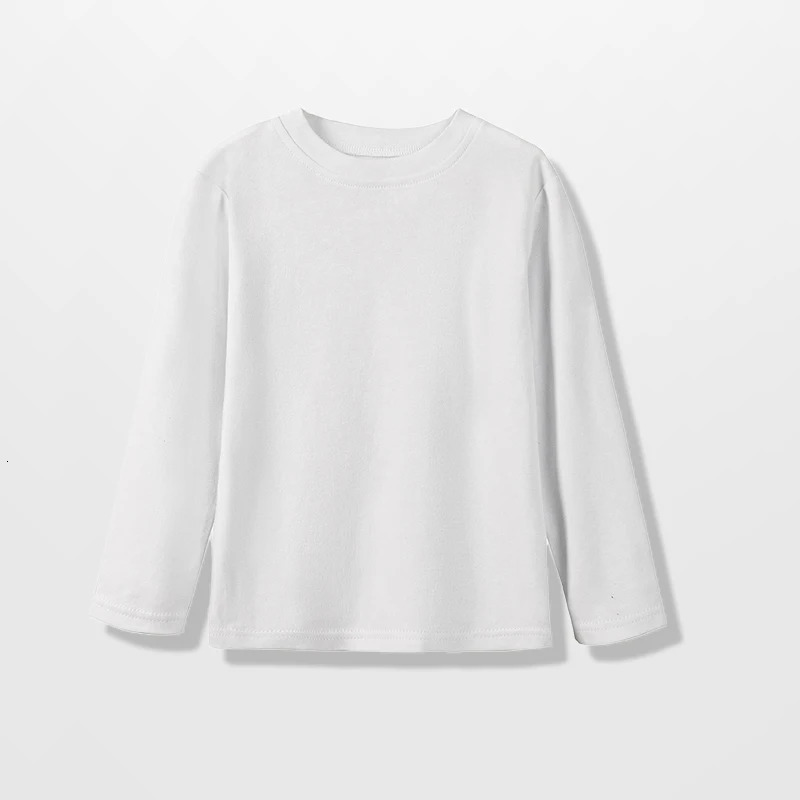 Youth Long-Sleeve T-Shirt 100% Cotton Solid Boys Girls Active T Shirts Essential Tops Undershirts Children Basic Tee 1-14 Yrs 250207