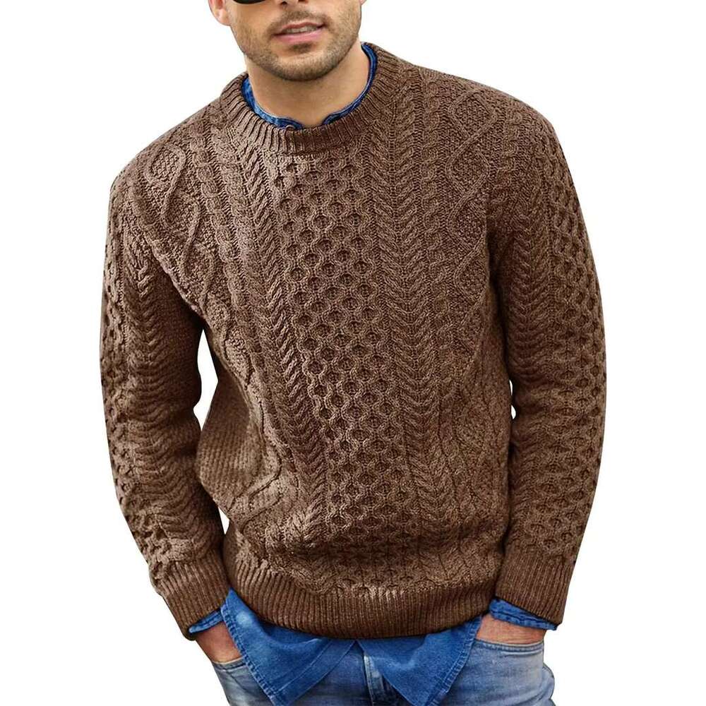 Pink Men's 2024 Autumn Winter New Pure Color Pullover Knitted Sweater Menwear Fashion Large Size Male Clothing