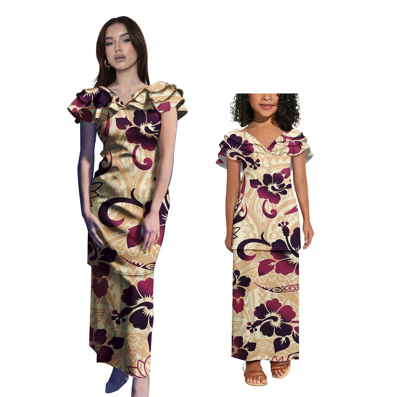 Girls clothing set Polynesian tribe Samoa tattoo printing custom matching family clothing set childrens clothing set W250207