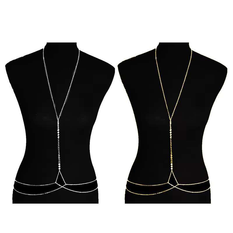 Sexy Chest Bikini Chains Art For Women Sequined Cross Waist Female Body Jewelry Beach Belly Chain