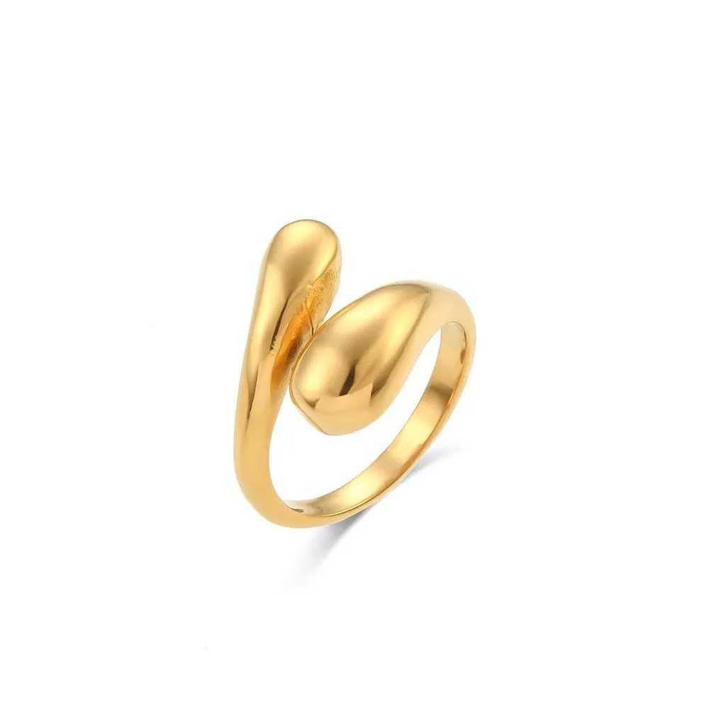 Stainless Steel Minimalist Rings For Women Trend Gold Color Smooth Double Ball Beads Open Rings Aesthetic Jewelry Couple Gifts W250207