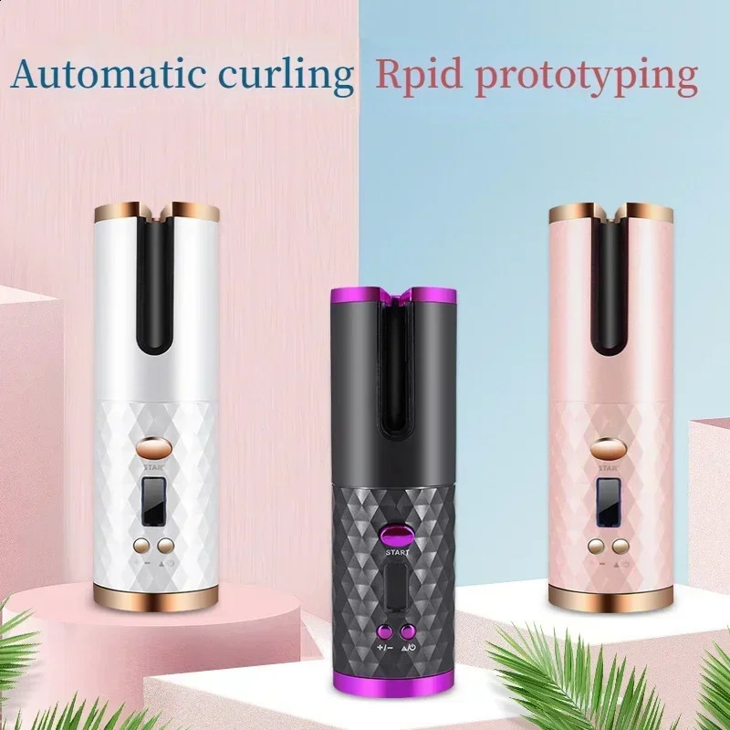 Automatic Hair Culers 3 Color Option USB Charging Portable Wireless Rotate Hair Curler Auto Hair Curling Iron Anti Scalding 250206