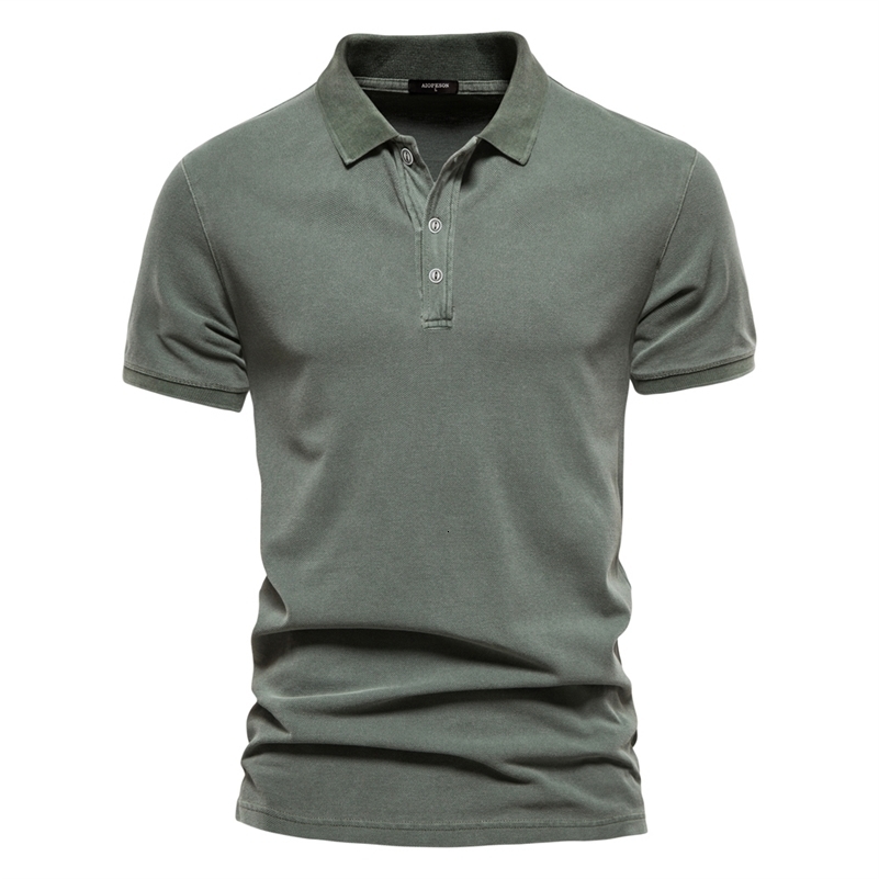 AIOPEON 100% Cotton Solid Color Mens Polo Shirts Casual Short Sleeve Turndown Mens Shirts Fashion Streetwear Polos for Men 250206