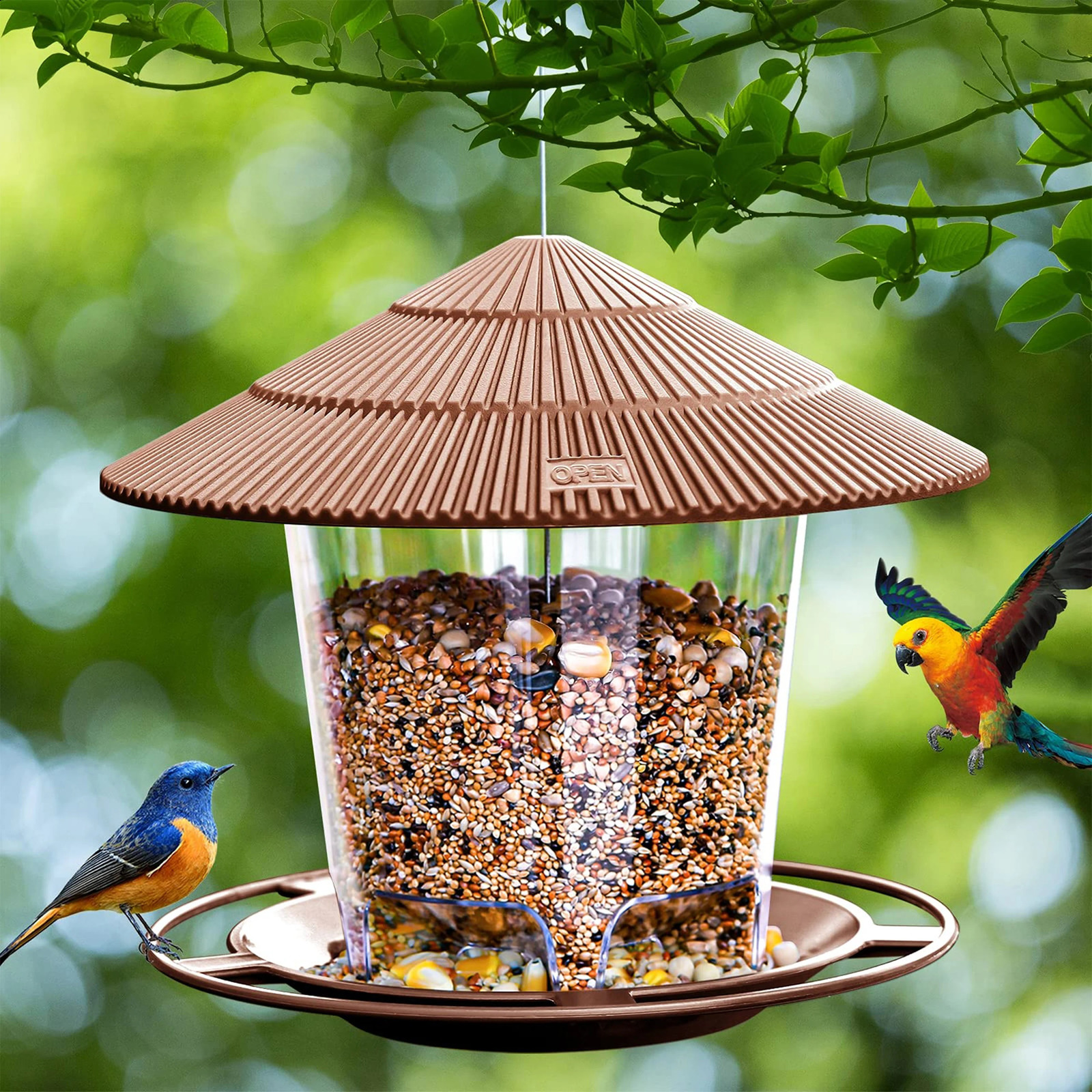 Wild Bird Feeder Hanging with Roof for Garden Yard Outside Decoration Outdoor Feeding Tool Squirrel proof Seed Nut Container 250121
