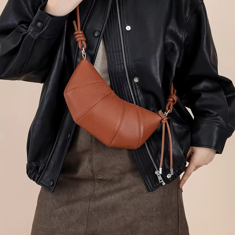 100% Cowhide Fashion Women Shoulder Crossbody Ladies Phone And Handbag New PU Leather Designer Small Cow Horn Bag