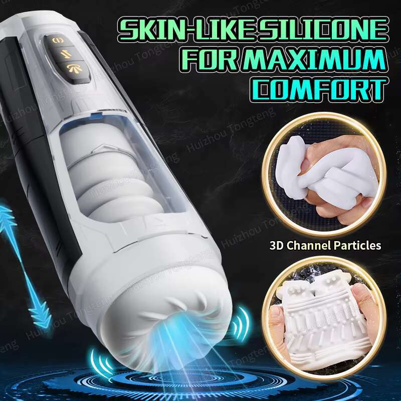 Automatic Male Masturbator Stroker Cup with 4 Pump and 7*7*7 Rotating Licking Sucking Massager Modes Adult Sex Toys For Men