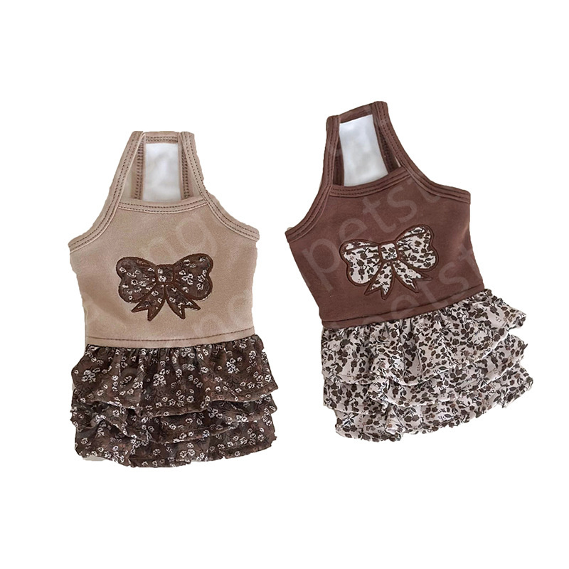 Pet dog clothing Floral brown velvet camisole dress pullover pet clothing for cats dogs dresses clothes warm dog sweater pet wear clothes