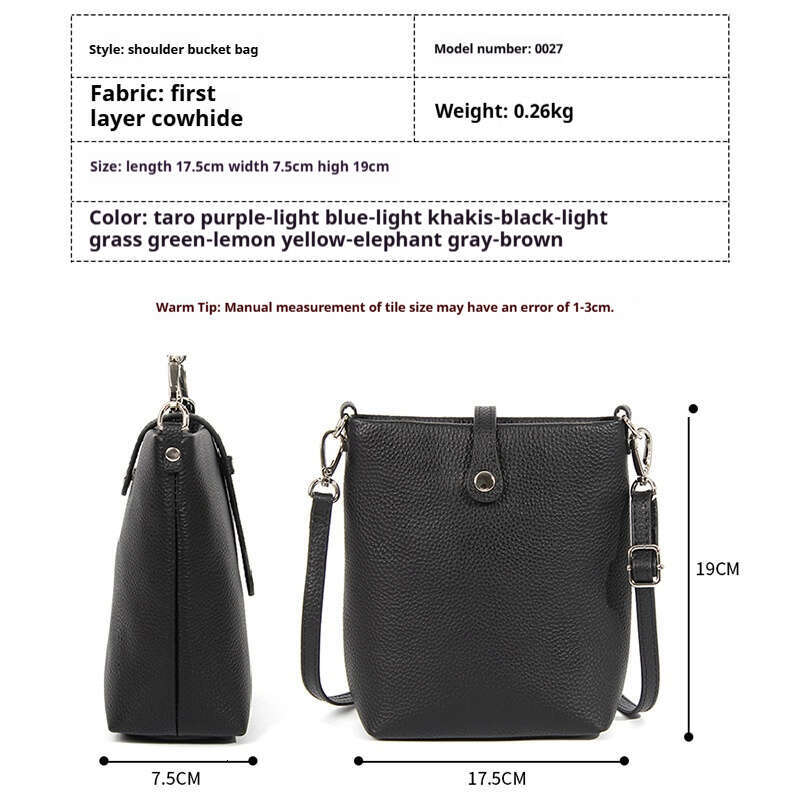 Genuine Leather Bucket With A High-End Exquisite Crossbody Bag, Versatile For Women, New Large Capacity, Fashionable And Simple Shoulder Bag