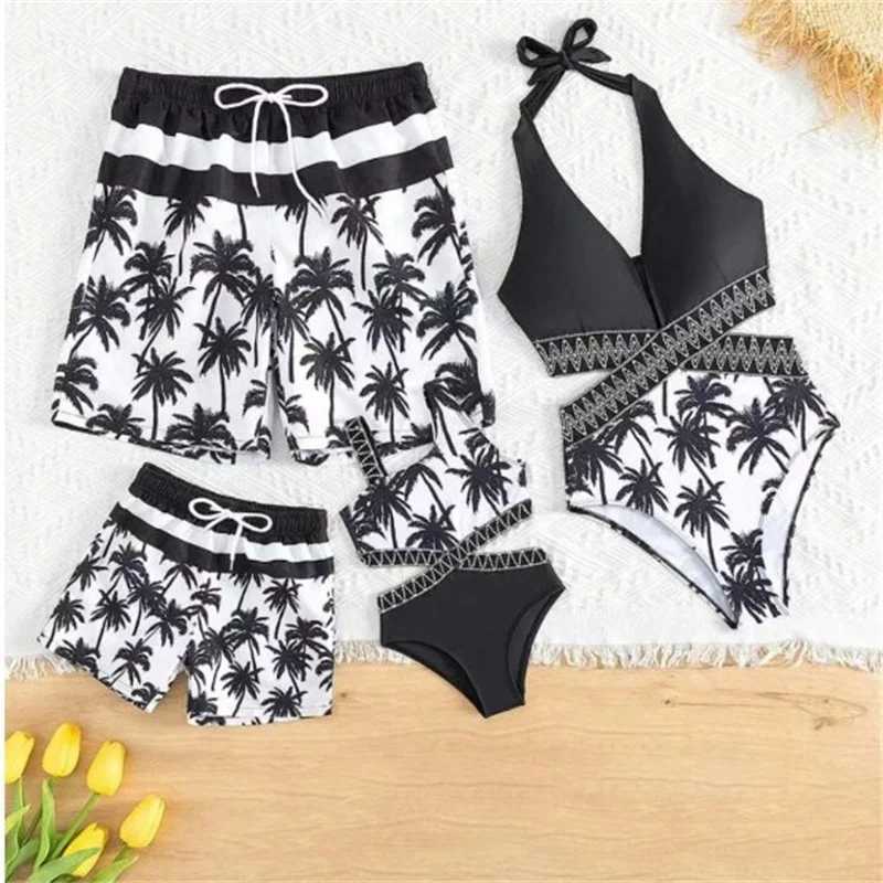 Mother Daughter Swimwear Father Son Swimsuit Family Matching Suits Summer Bikini New Kids Prints Clothes Boys Beach Shorts W250207