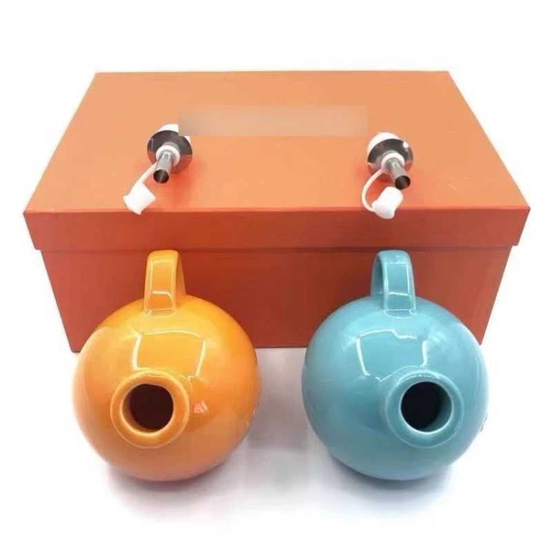 Storage Bottles Jars Cool Color Ceramic Oil Pot Seasoning Packaging Bottle for Kitchen and Home Use High Quality Kitchen Utensils 400ml CL250207