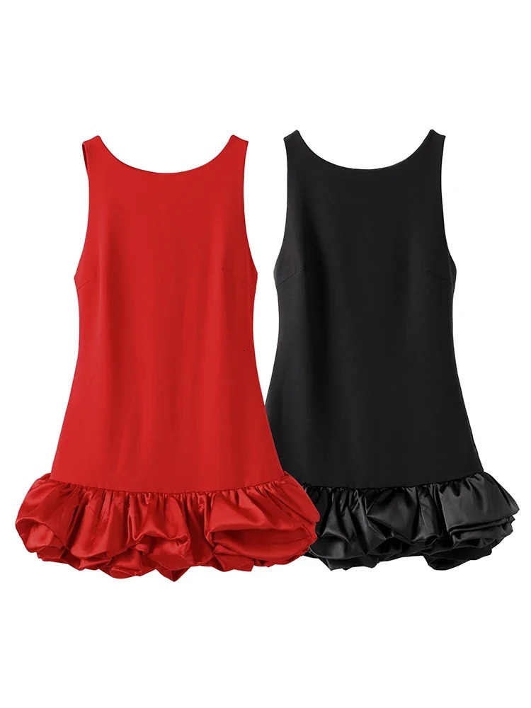 White Elegant Women Mini Dress Slim O-neck Sleeveless O-neck Mini Dresses Female 2025 Ruffle Pleated Party Club Lady Vestidos 250207
