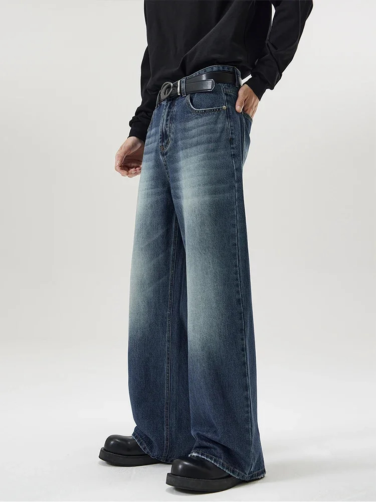 4 Colors Autumn Vintage Distressed Mens Baggy Straight Jeans Fashion Korean High Street Denim Pants Streetwear Male Trousers 250207