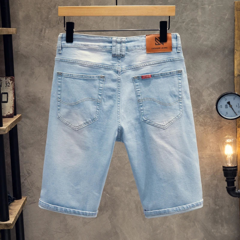 Mens retro knee length highquality jeans summer slim fit straight paired with fashionable shorts classic version wearresistant 250207